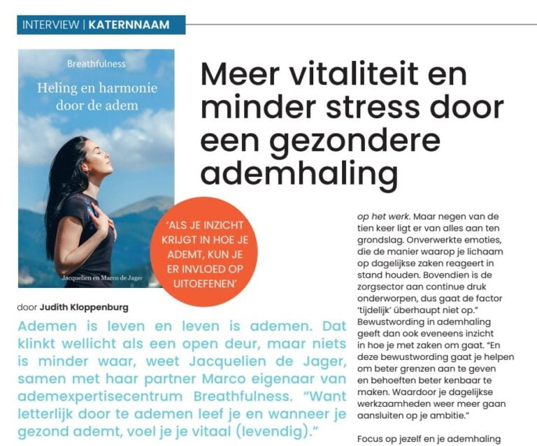 Screenshot van het artikel over Breathfulness in CliqueZorg.