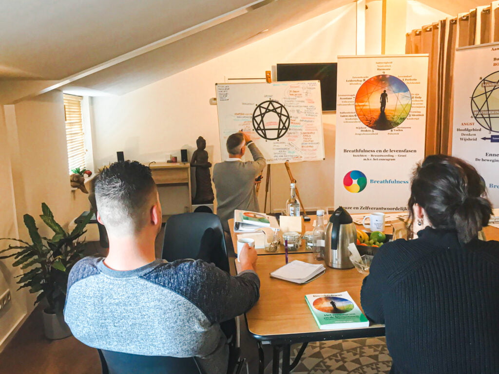 Trainer Marco neemt een opleidingsgroep mee in levensuitdagingen